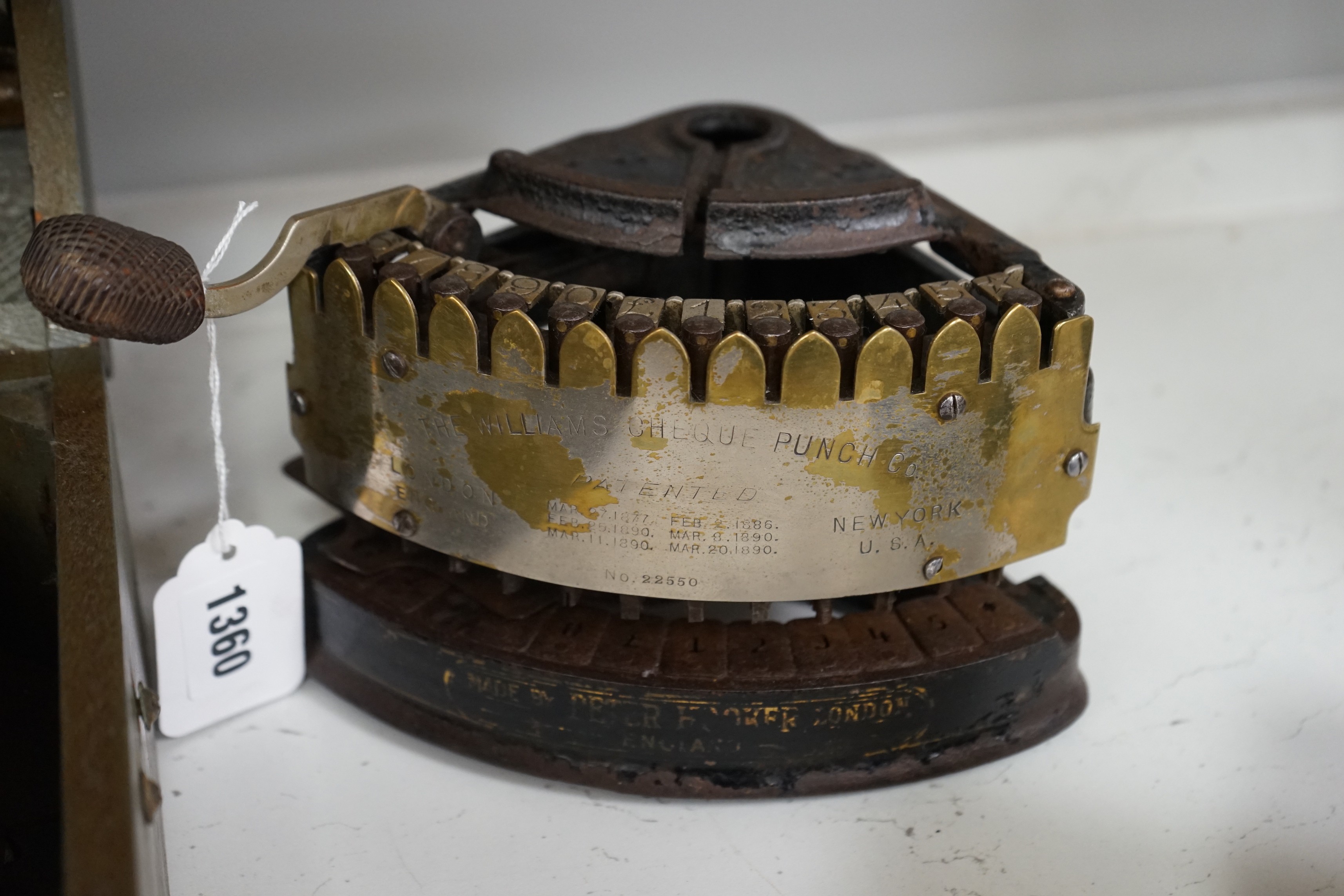 A Type P10 ship's compass, together with a Williams cheque punch